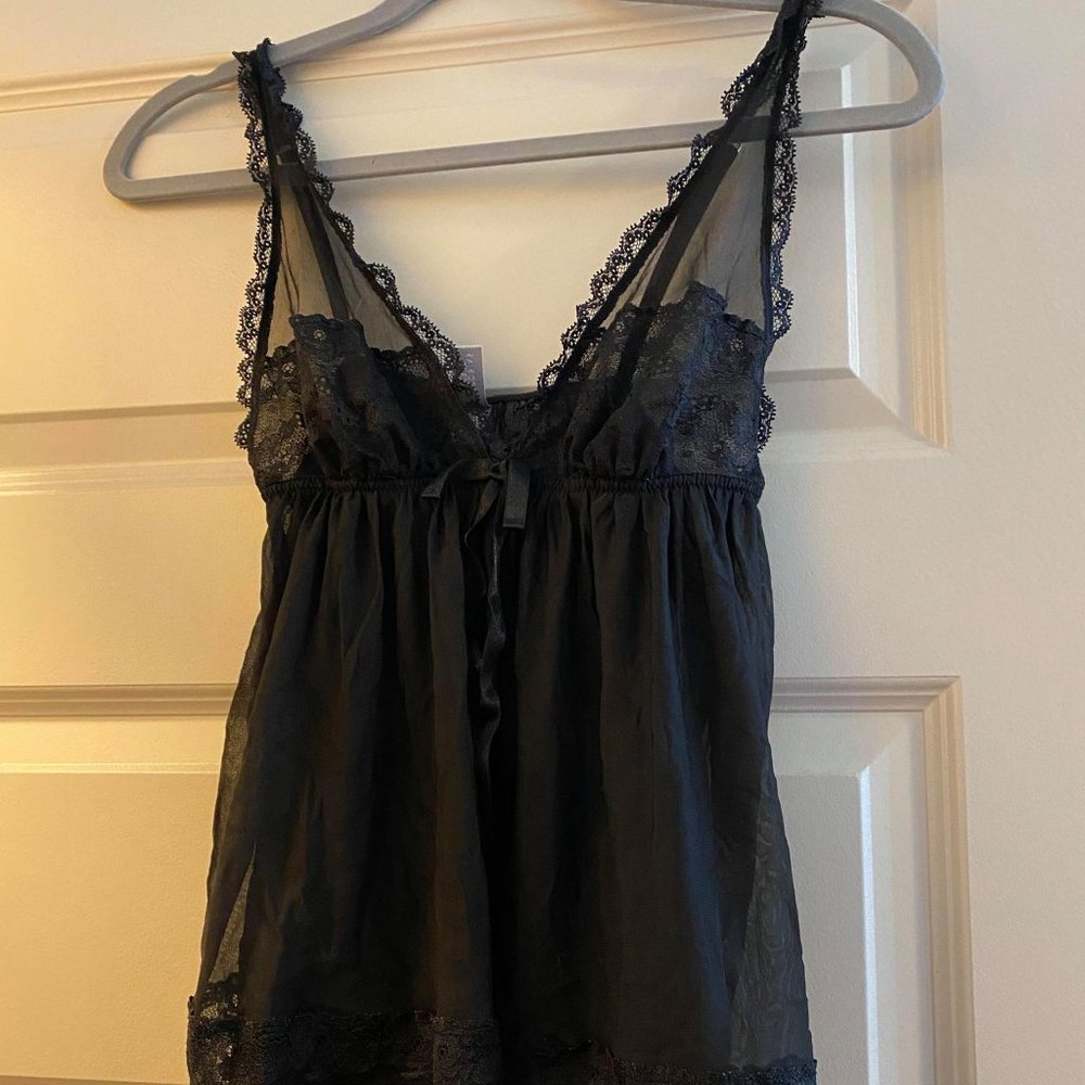 Victoria Secret Black V Neck Lace Babydoll